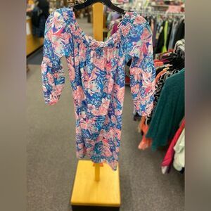 Charlie Paige New ladies S pink and blue off the shoulders dress